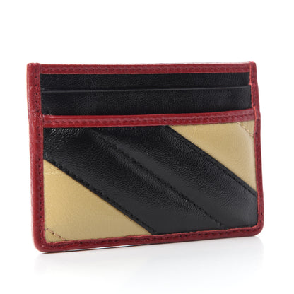 Gucci Azalea Calfskin Matelasse Diagonal Patchwork Torchon GG Marmont Card Case Black Beige Romantic Cerise 3 of 7