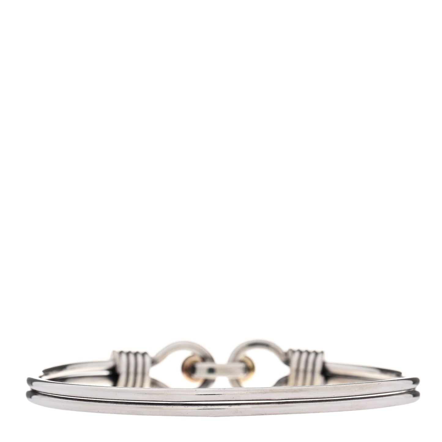 Sterling Silver 18K Yellow Gold Double Hook Eye Bangle Bracelet