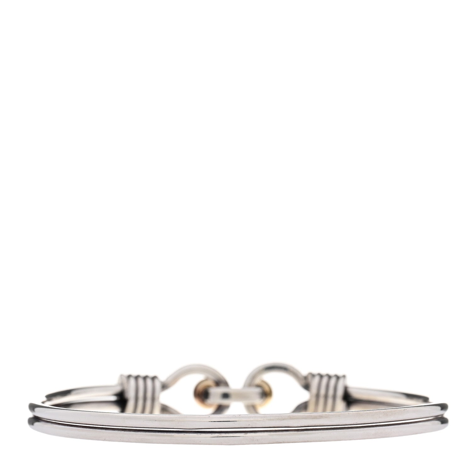 Tiffany Sterling Silver 18K Yellow Gold Double Hook Eye Bangle Bracelet 2 of 3