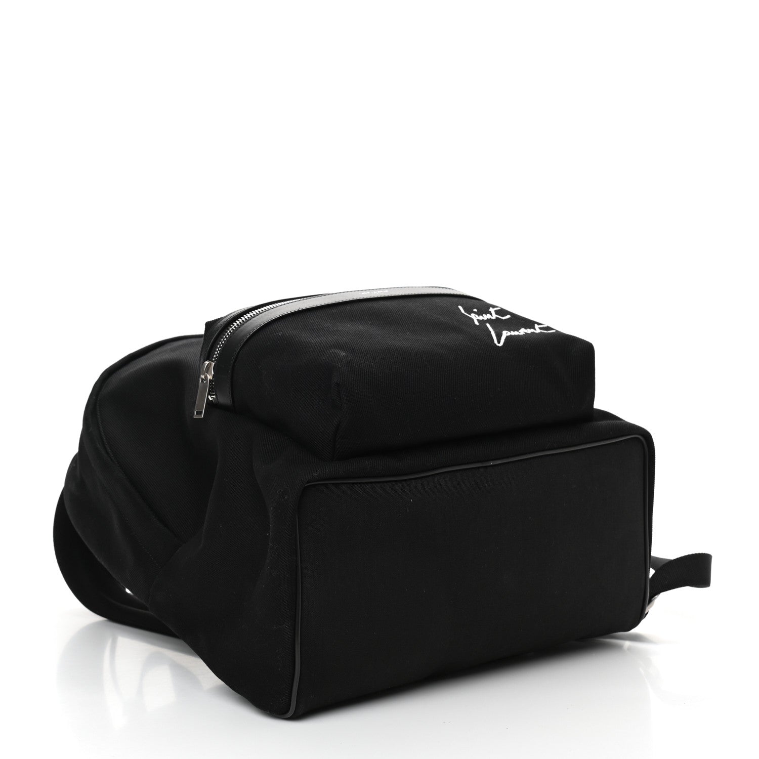 Saint Laurent Canvas Signature Embroidered City Backpack Black 4 of 10