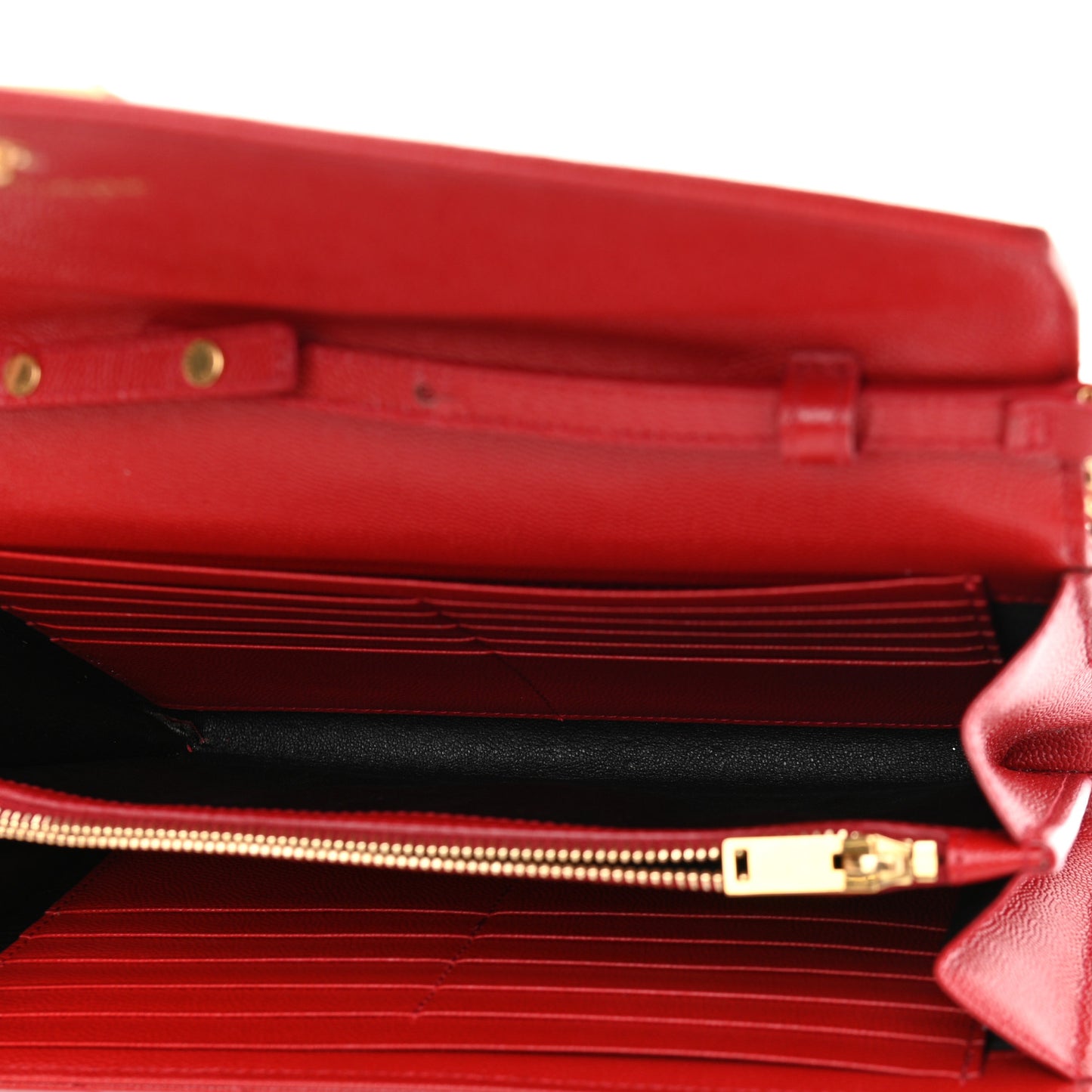 Grain De Poudre Matelasse Chevron Monogram Chain Wallet Red