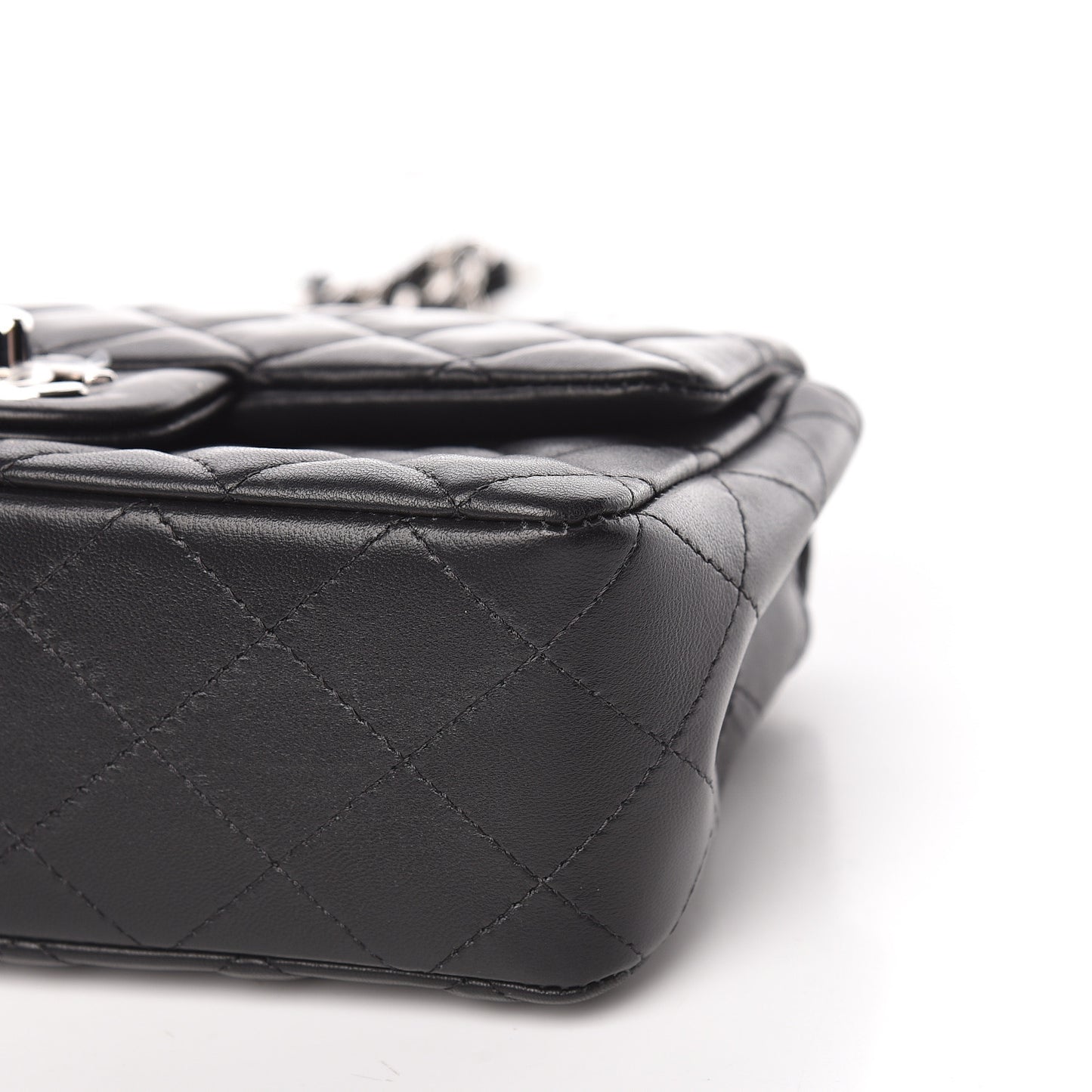 Lambskin Quilted Mini Rectangular Flap Black