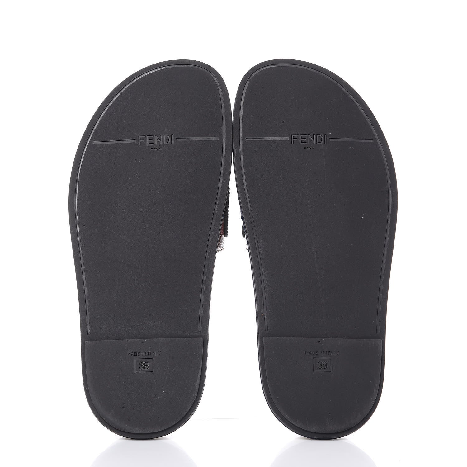 Fendi X FILA Glazed Fabric Calfskin FF 1974 Mania Slide Sandals 38 Mogano Panna Blueberry Caipiroska 5 of 9