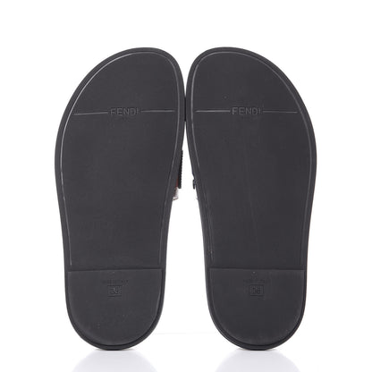 Fendi X FILA Glazed Fabric Calfskin FF 1974 Mania Slide Sandals 38 Mogano Panna Blueberry Caipiroska 5 of 9