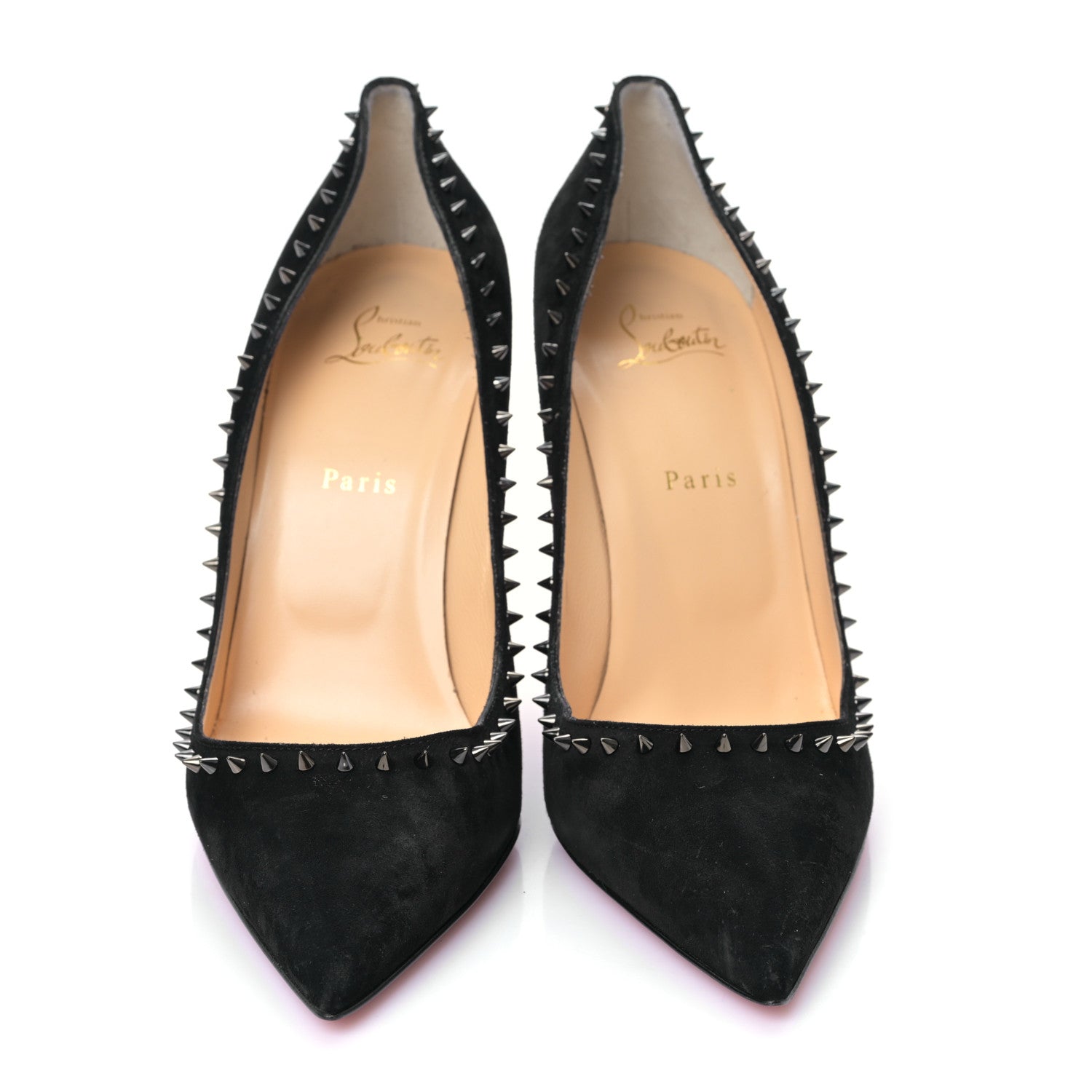 Christian Louboutin Veau Velours Anjalina 100 Pumps 42 Black Gun 2 of 8