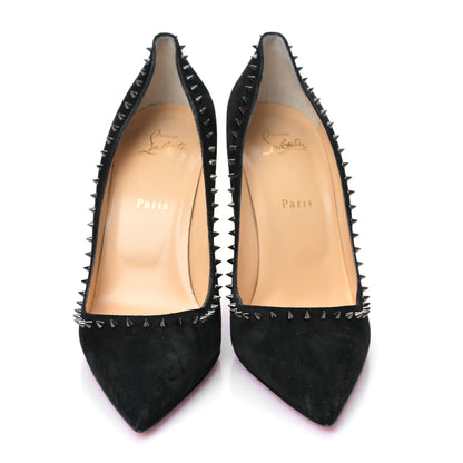 Christian Louboutin Veau Velours Anjalina 100 Pumps 42 Black Gun 2 of 8
