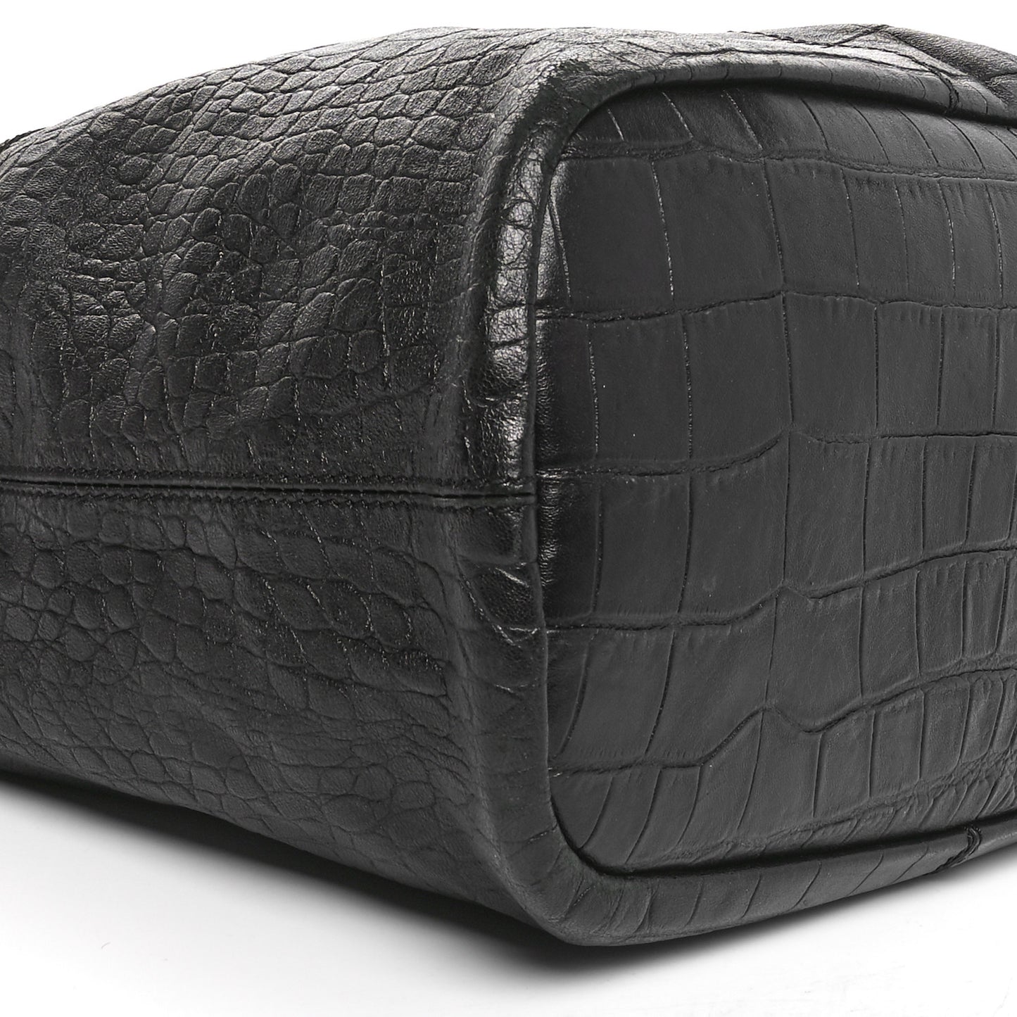 Calfskin Crocodile Embossed Nightingale North South Tote Black