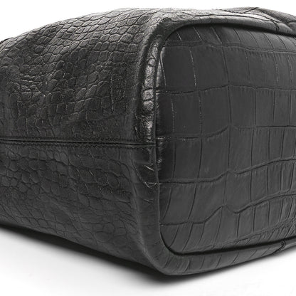 Givenchy Calfskin Crocodile Embossed Nightingale North South Tote Black 8 of 9