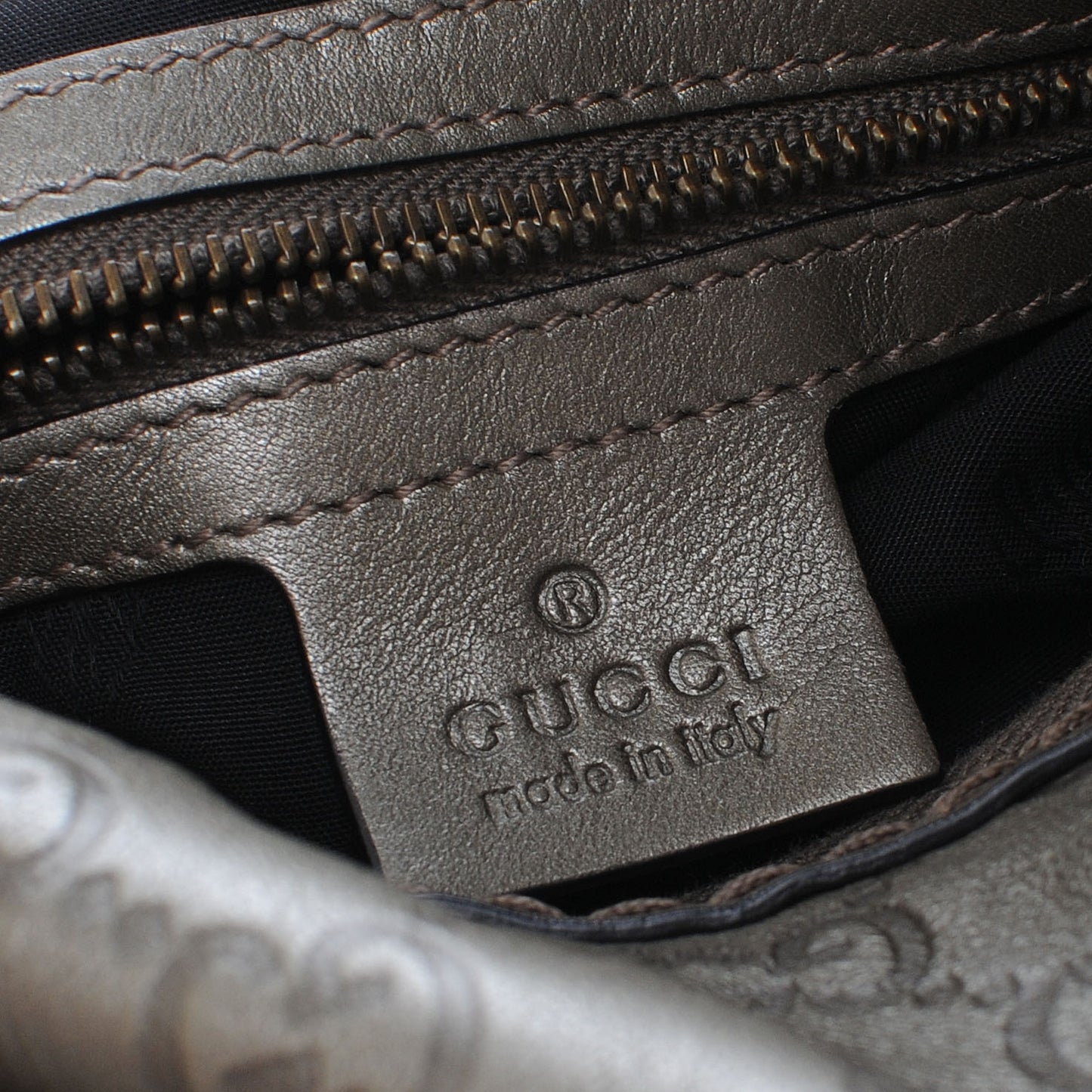 Guccissima Medium Jockey Hobo Pewter