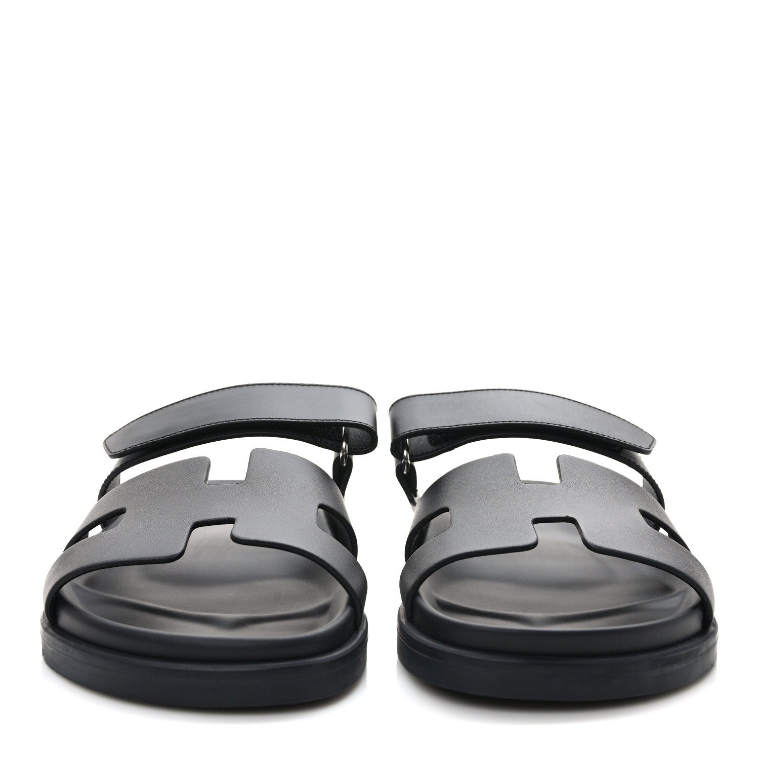 Hermes Calfskin Womens Chypre Sandals 39.5 Black 2 of 9