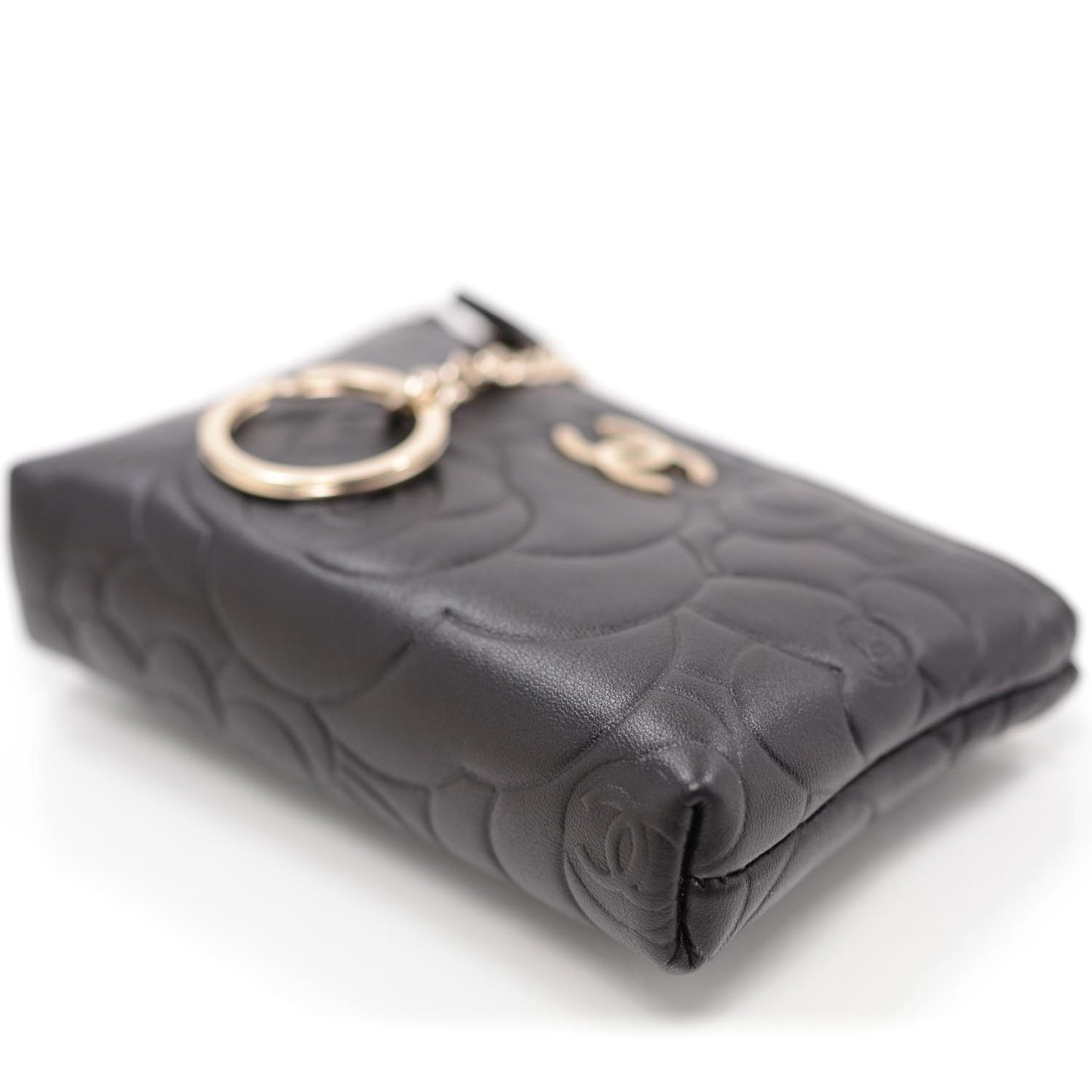 Camellia Embossed Key Holder Case Black