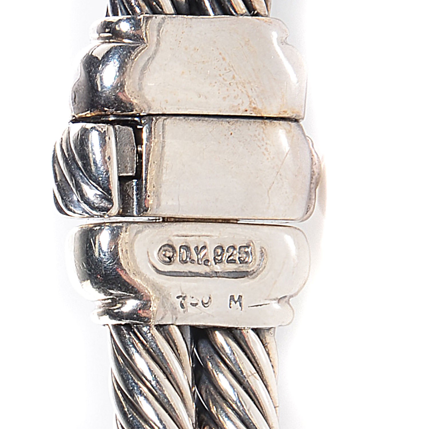 David Yurman Sterling Silver 18K Yellow Gold Diamond Garnet 11mm Albion Double Cable Bracelet 3 of 5