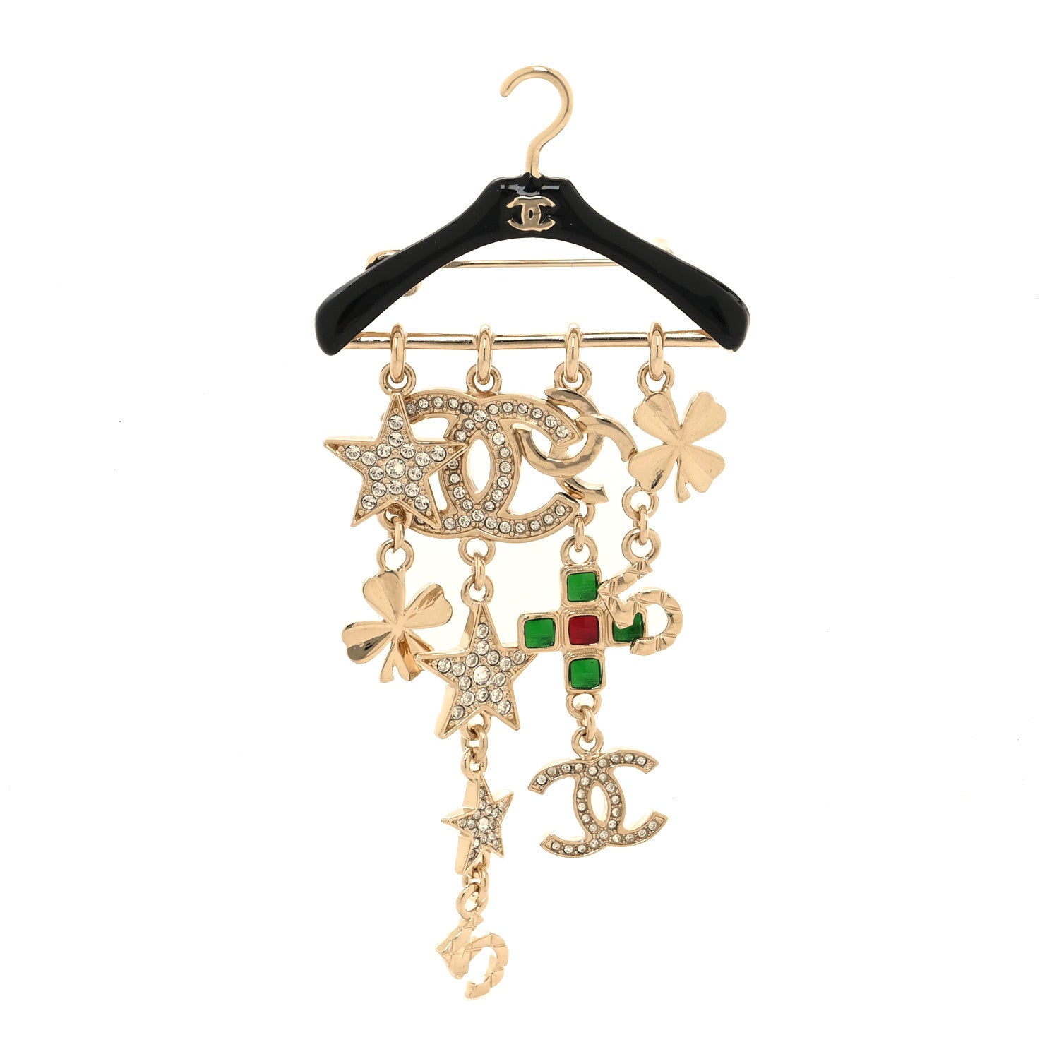 Chanel Crystal Gripoix CC Charms Hanger Brooch gold 1 of 4