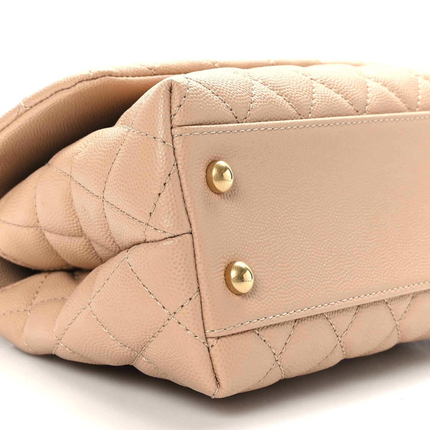 Caviar Lizard Embossed Quilted Mini Coco Handle Flap Beige