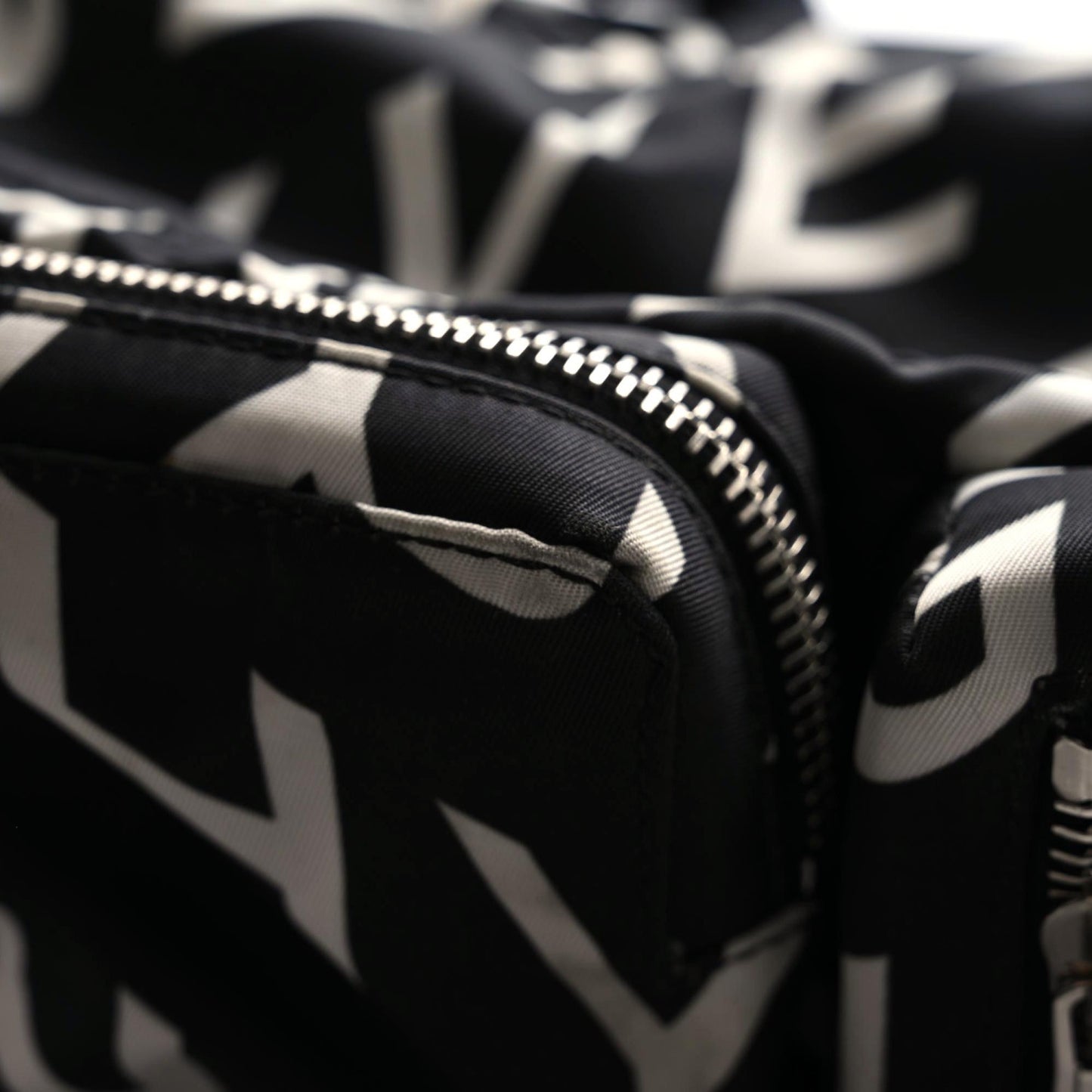 Nylon Allover Logo Belt Bag Black