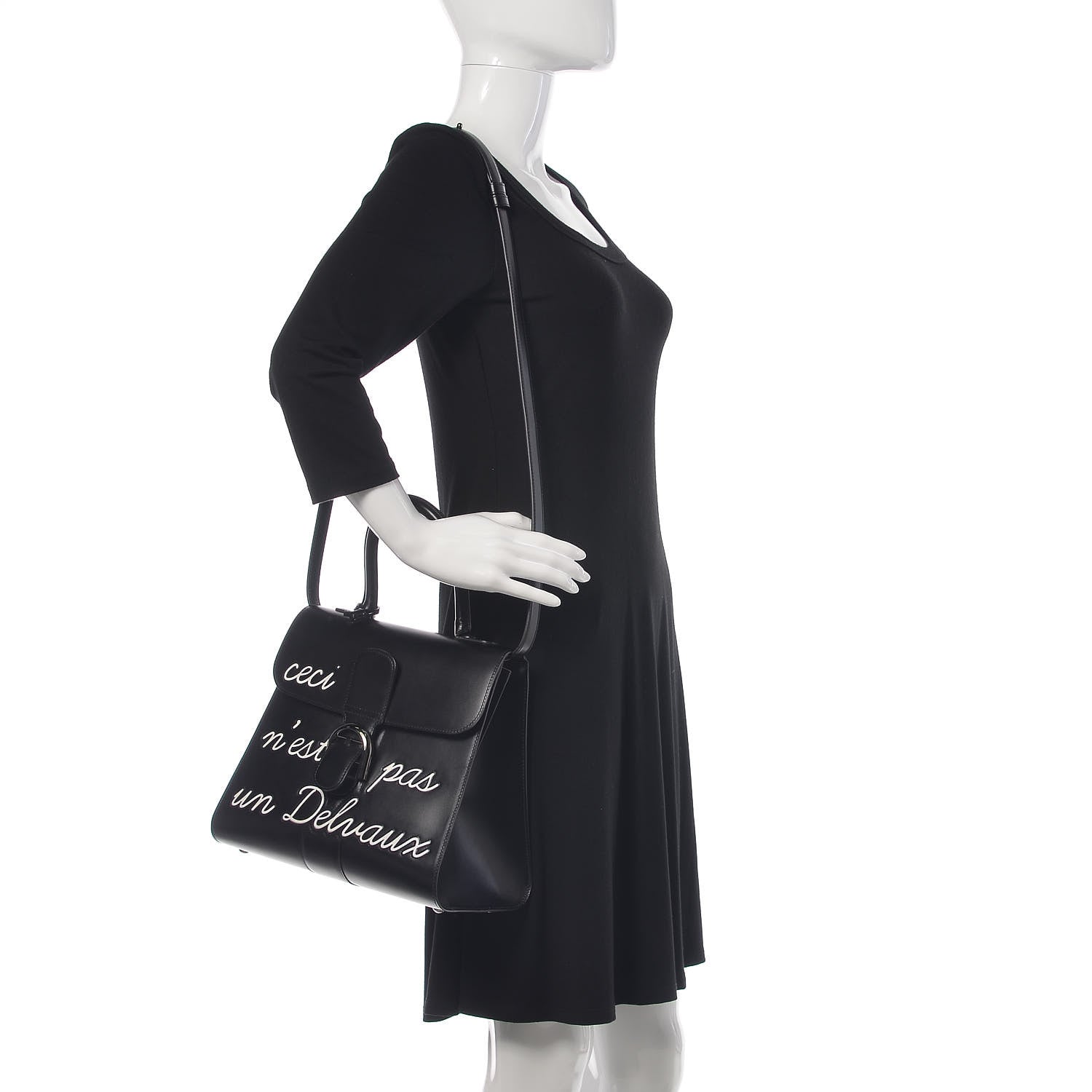 Delvaux Calfskin MM L'Humour Brillant Satchel Black 2 of 11