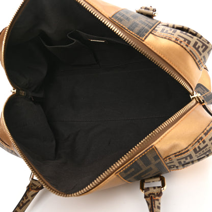 Fendi Zucca Zucchino Spalmati Mixed Media Boston Gold Mogano Panna 5 of 11