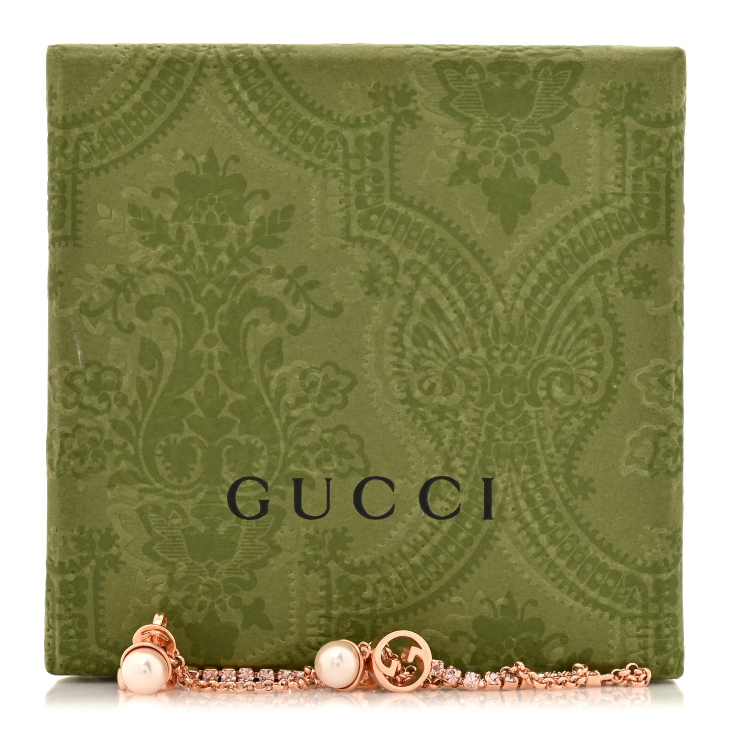 Pearl Crystal Blondie Chain Drop Earrings Rose Gold