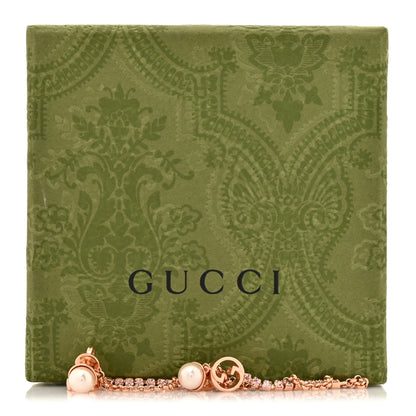 Gucci Pearl Crystal Blondie Chain Drop Earrings Rose Gold 5 of 5