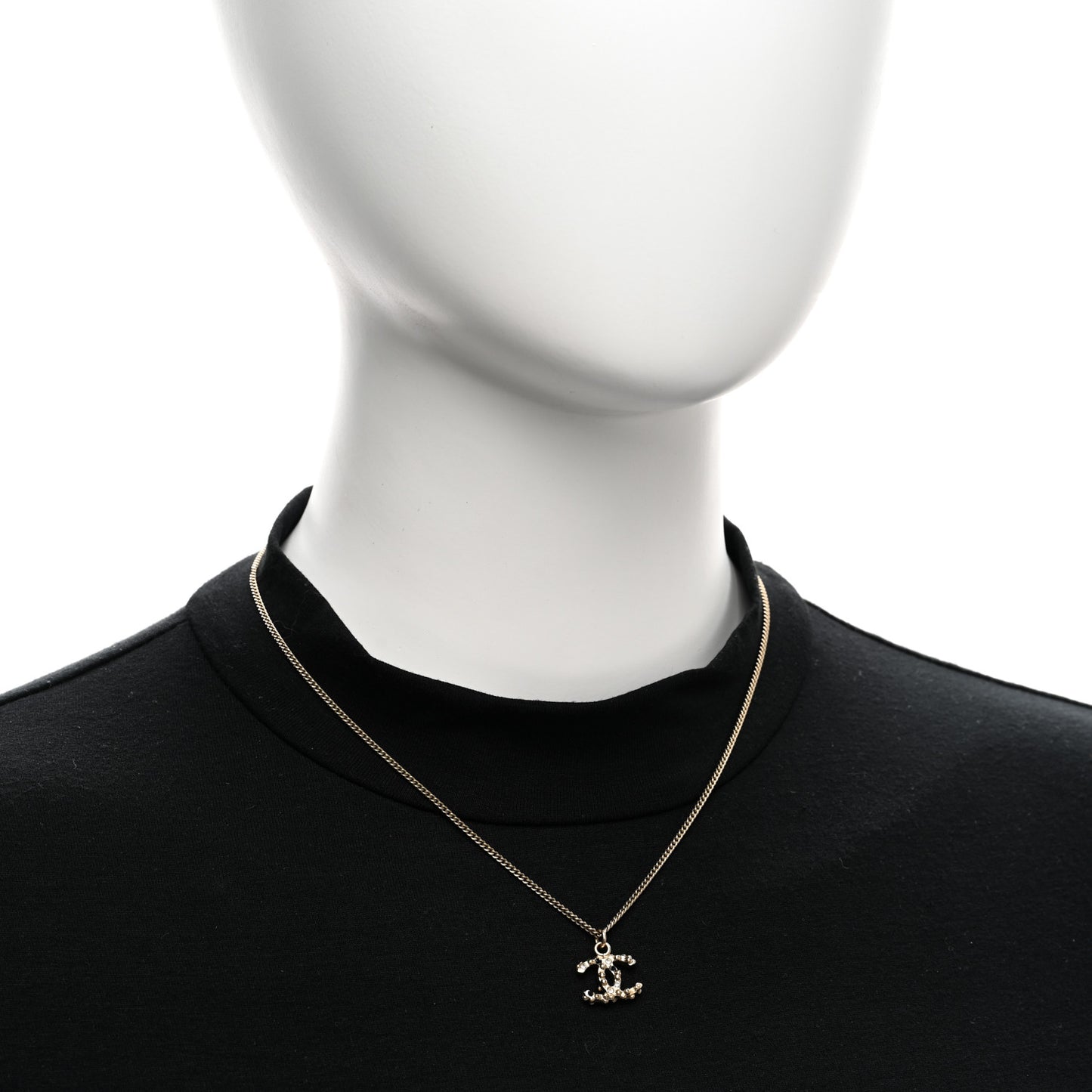 Crystal Beaded CC Necklace Gold Black