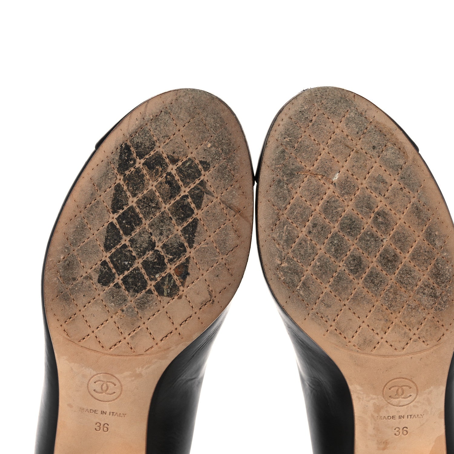 Chanel Calfskin Pearl Camellia Pumps 36 Black Gold 10 of 14