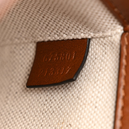 Gucci New Canvas Charisma Calfskin Crystal GG Monogram Mini Horsebit 1955 Shoulder Bag Camel Ebony 7 of 14