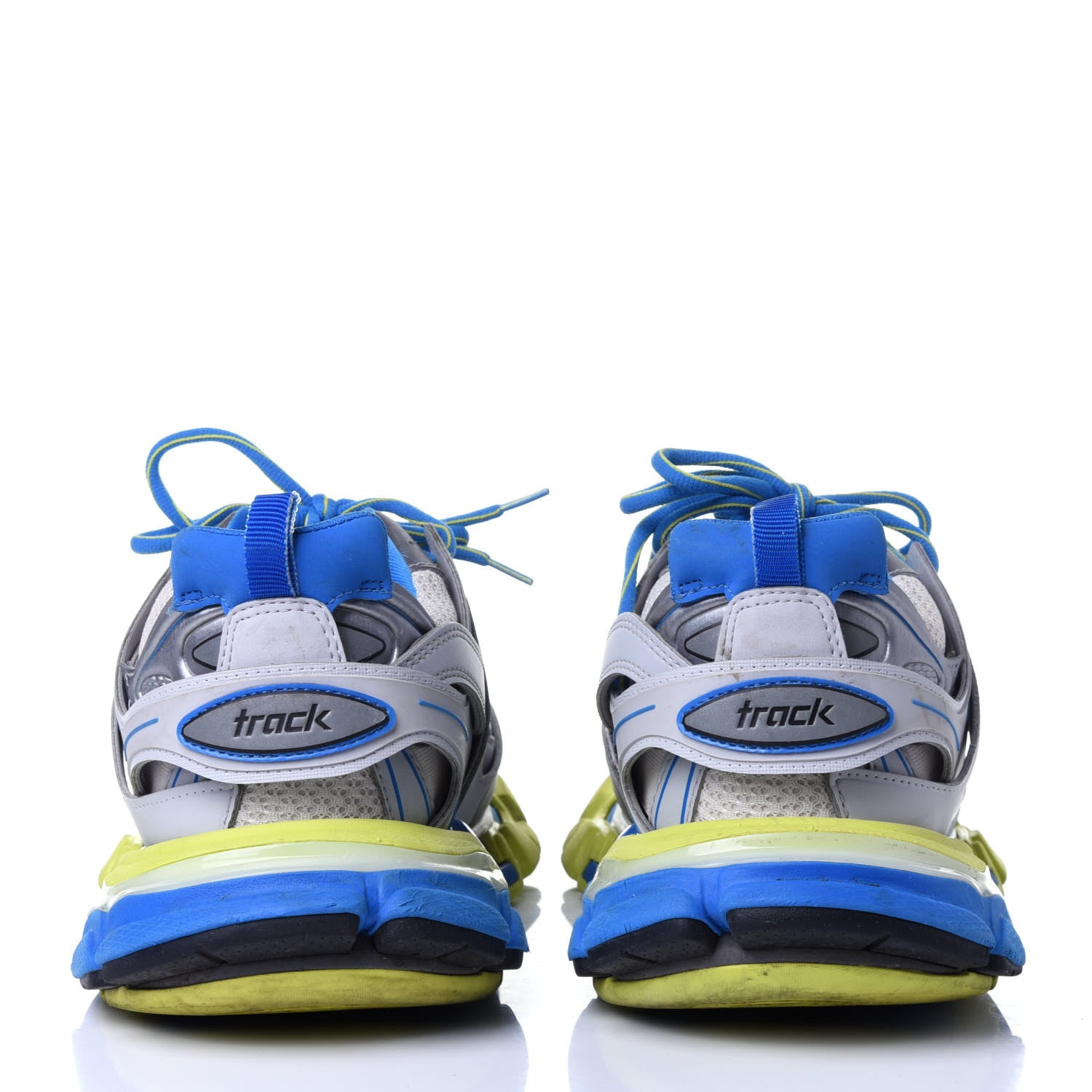Balenciaga Mesh Nylon Mens Track Sneakers 42 Blue Grey Yellow 5 of 13