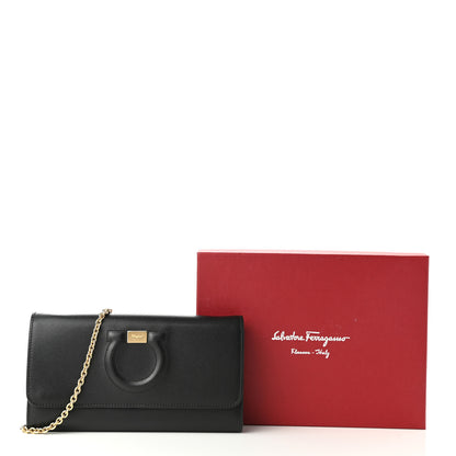 Salvatore Ferragamo Calfskin City Wallet On Chain Black Lipstick 7 of 7