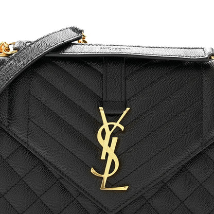 Saint Laurent Grain De Poudre Textured Mixed Matelasse Triquilt Medium Monogram Satchel Black 7 of 13