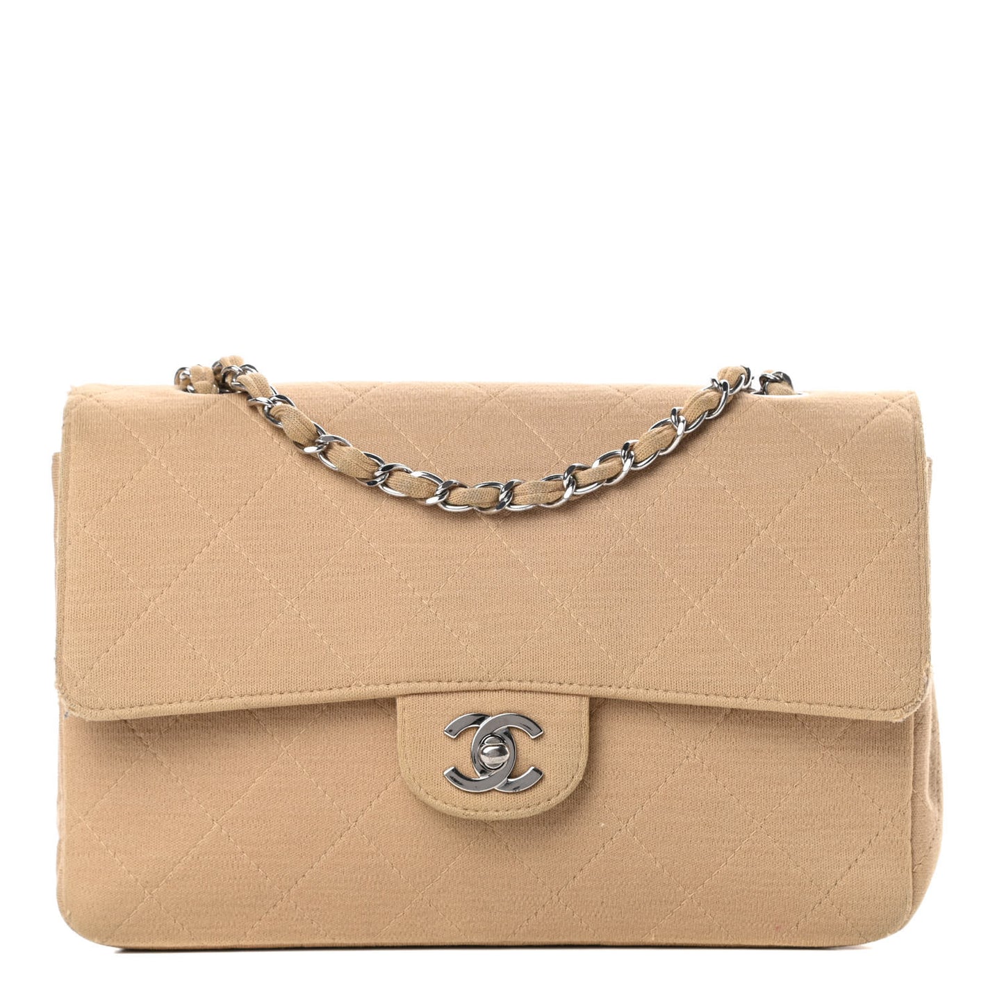 Jersey Quilted Medium Single Flap Beige