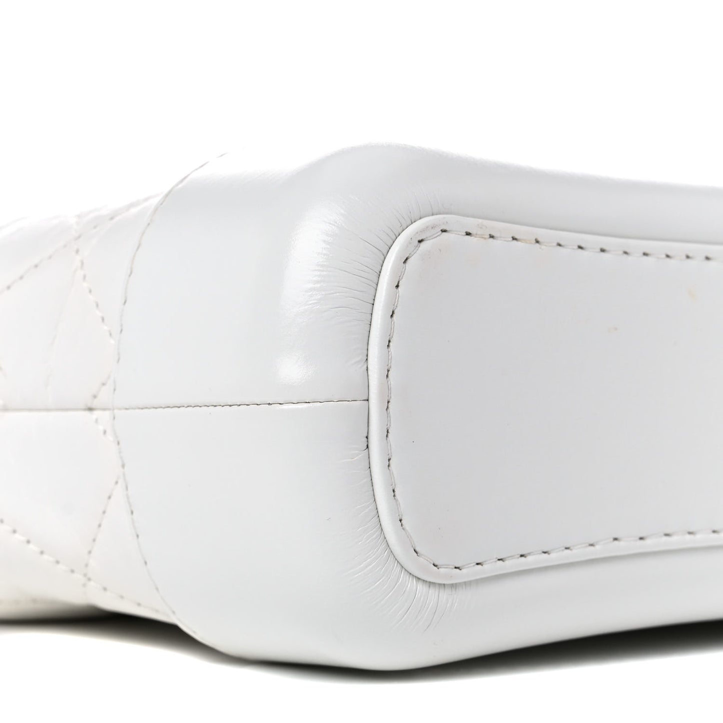 Aged Calfskin Quilted Small Gabrielle Hobo White