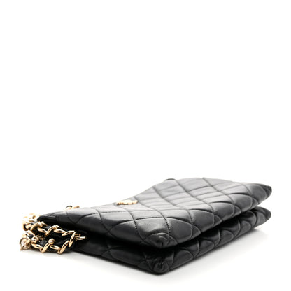 Chanel Lambskin Coco Charms Quilted Pouch Bag Black 4 of 7