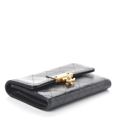 Chanel Goatskin Stitched Small Golden CC Flap Wallet Black 3 of 7