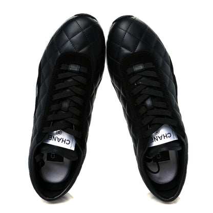 Chanel Calfskin Suede Quilted Womens Sneakers 40.5 Black 2 of 9