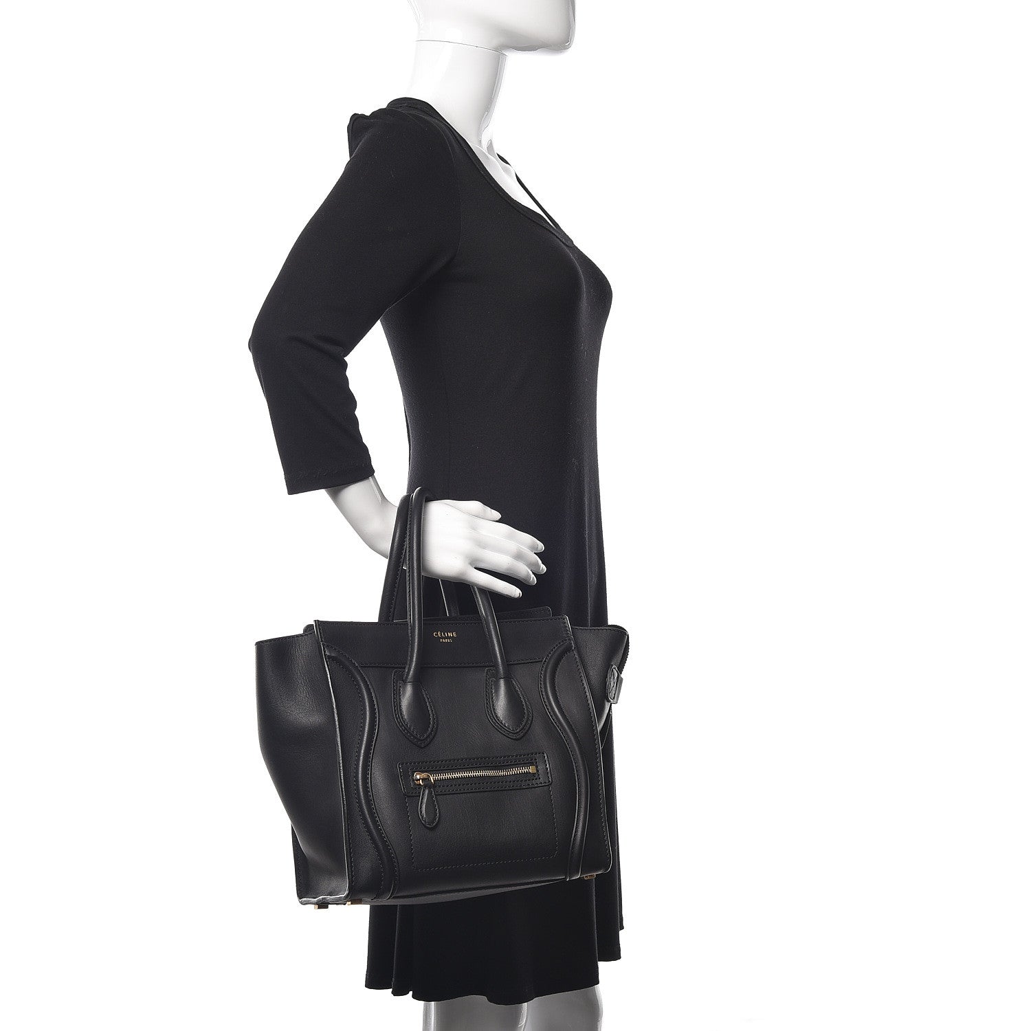 Celine Smooth Calfskin Micro Luggage Black 2 of 8