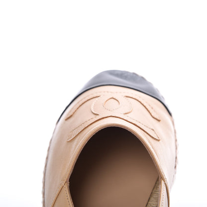 Chanel Lambskin CC Espadrilles 38 Beige Black 14 of 15