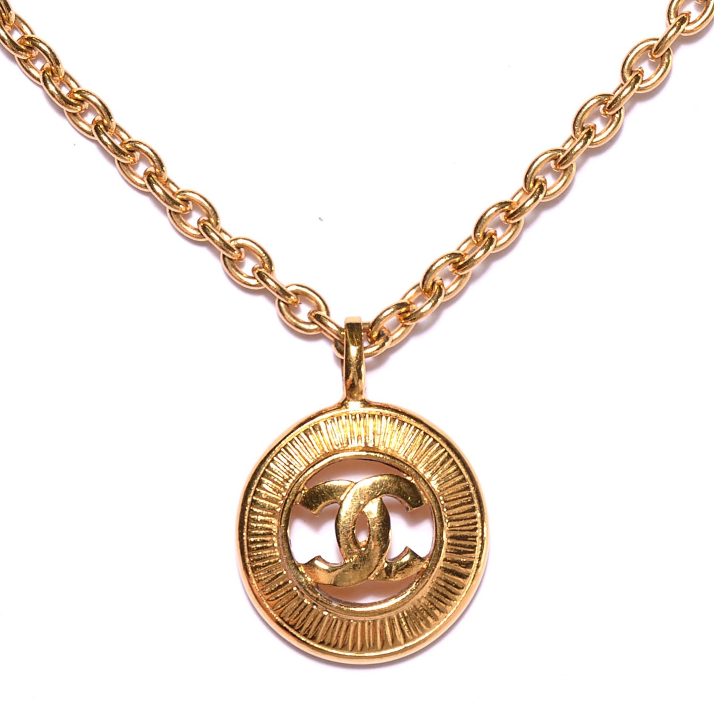 Sunburst Cutout CC Necklace Gold