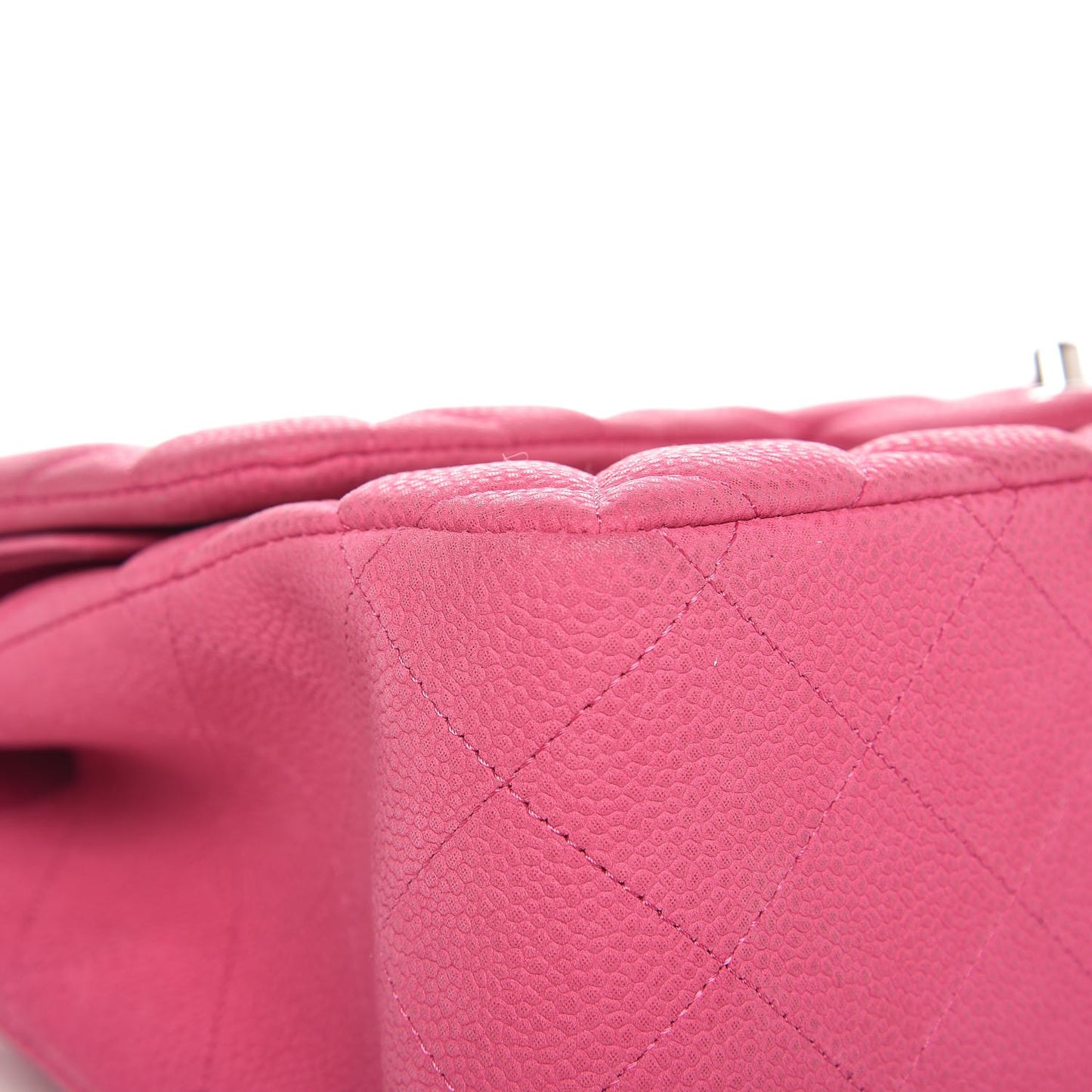 Iridescent Caviar Quilted Jumbo Double Flap Pink