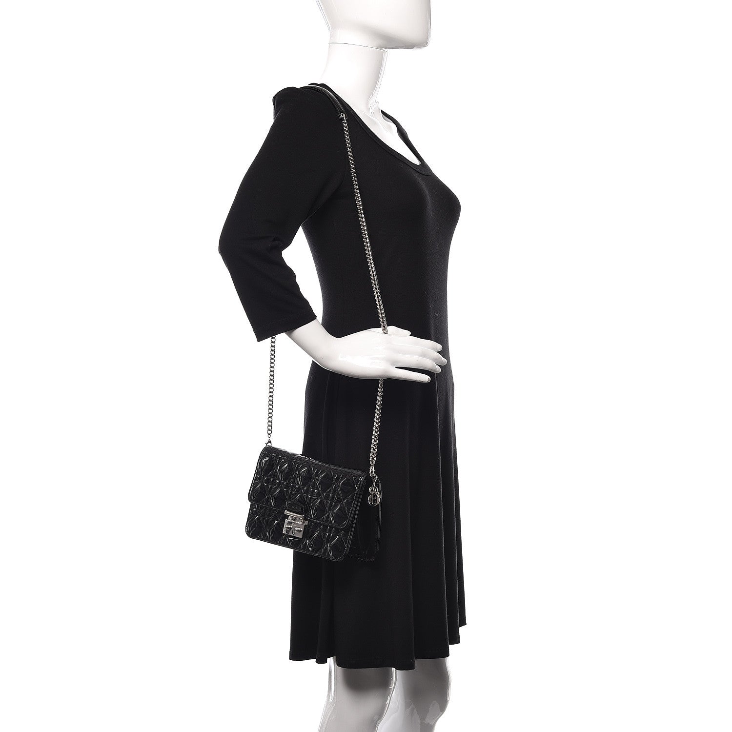 Christian Dior Patent Cannage Miss Dior Promenade Pouch Black 2 of 12