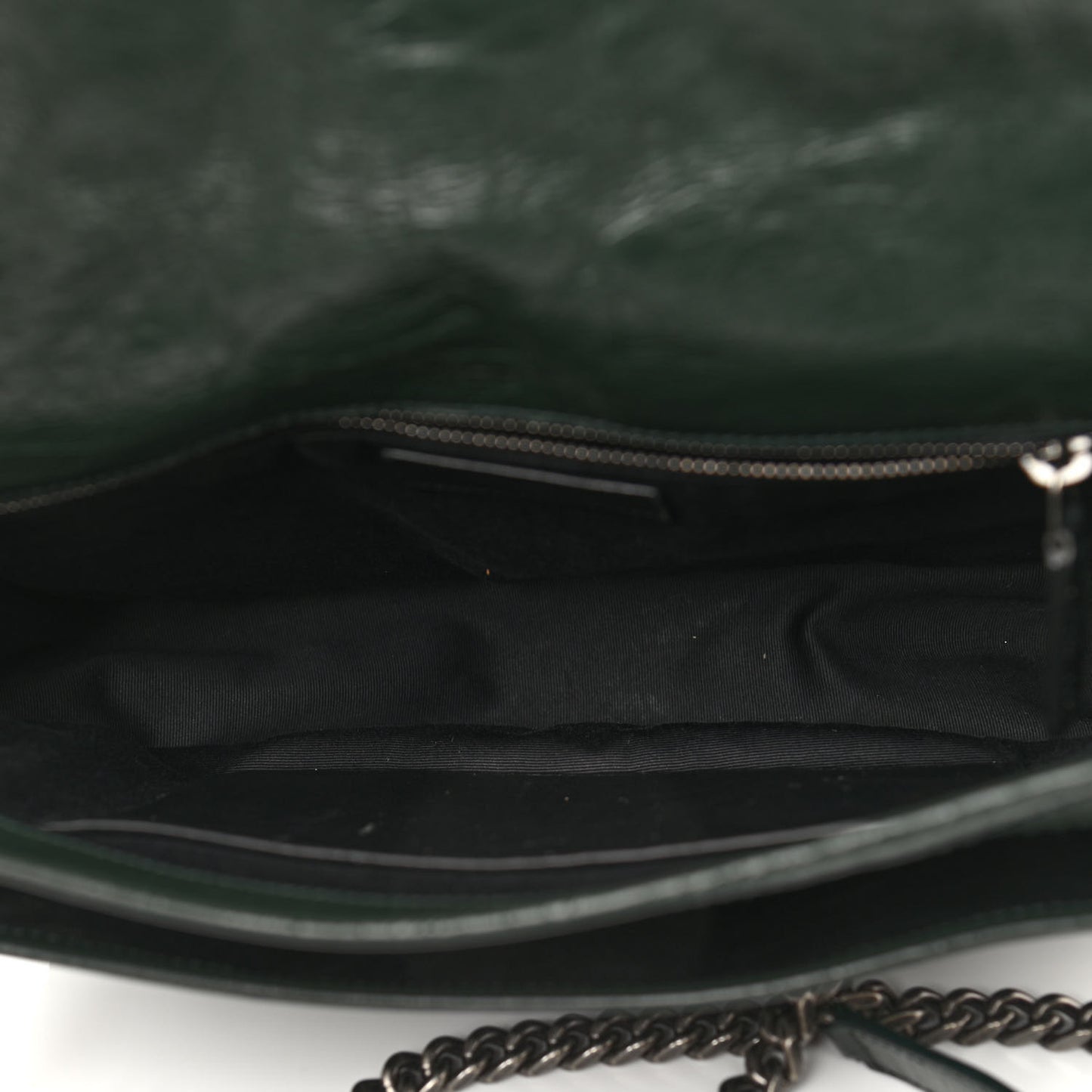 Crinkled Calfskin Matelasse Monogram Medium Niki Chain Satchel Military Olive