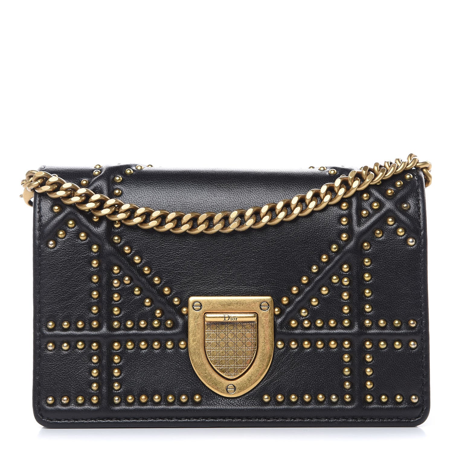 Christian Dior Lambskin Studded Micro Diorama Flap Bag Black 1 of 16