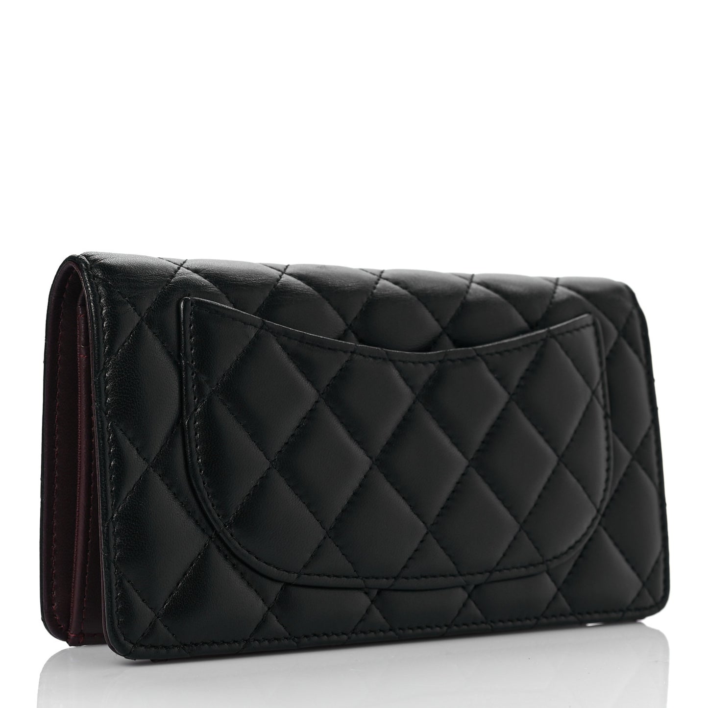 Lambskin Quilted Yen Wallet Black
