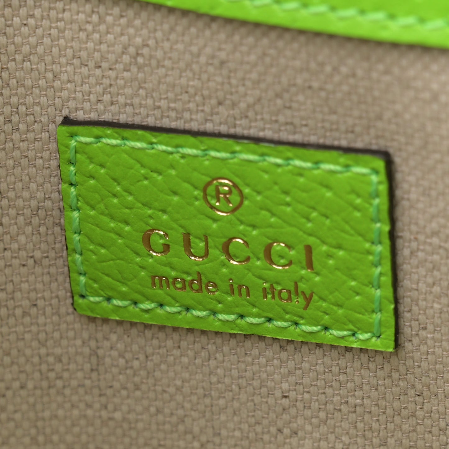 GG Supreme Monogram Web Small Ophidia Belt Bag Beige Ebony Electric Green