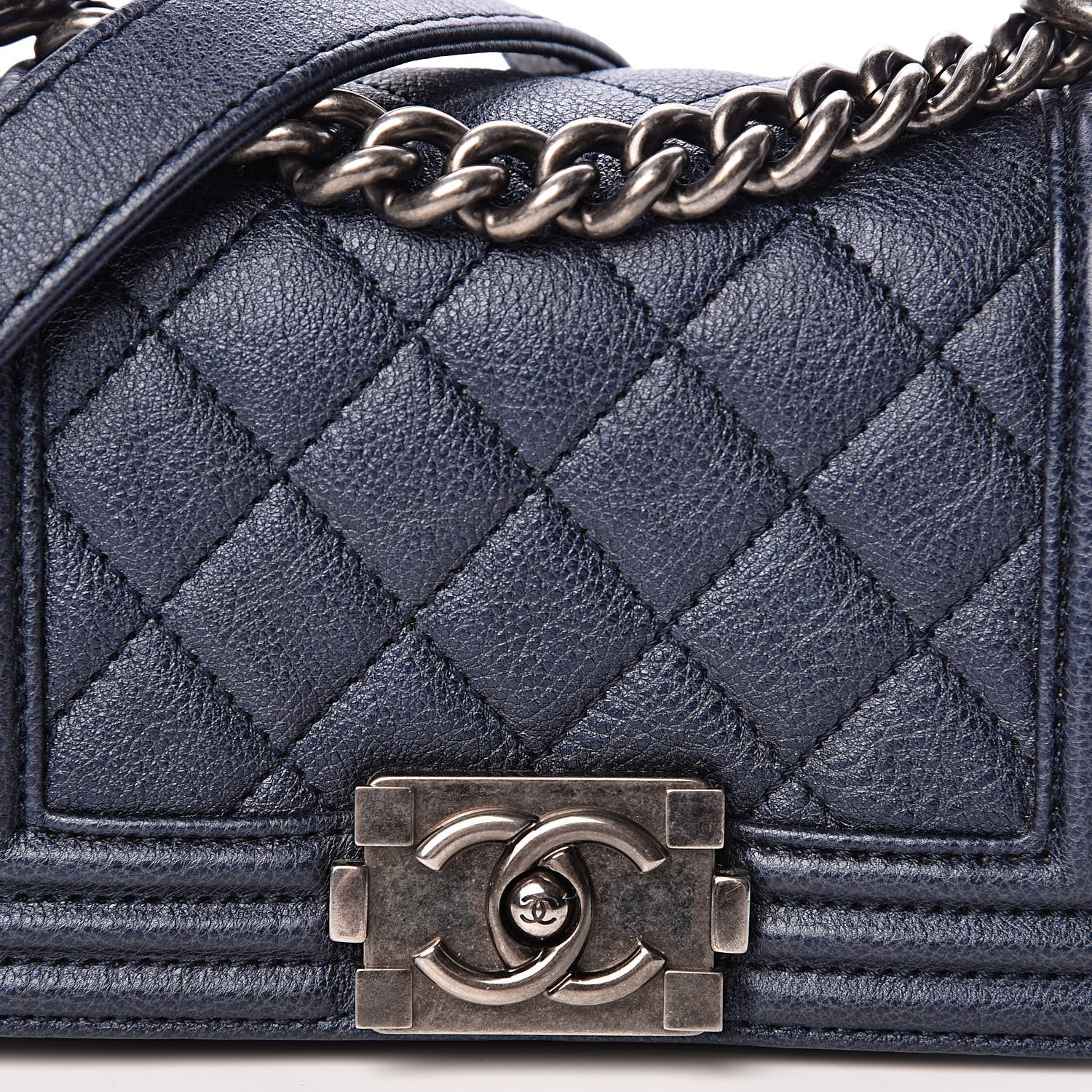 Chanel Metallic Calfskin Quilted Mini Boy Flap Blue 8 of 12