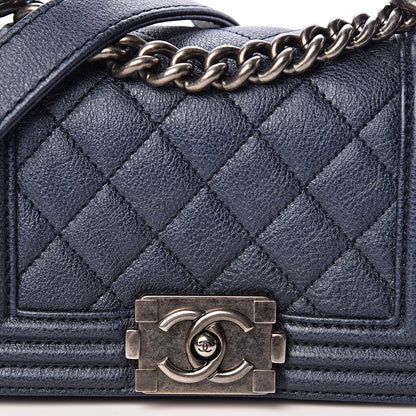 Chanel Metallic Calfskin Quilted Mini Boy Flap Blue 8 of 12