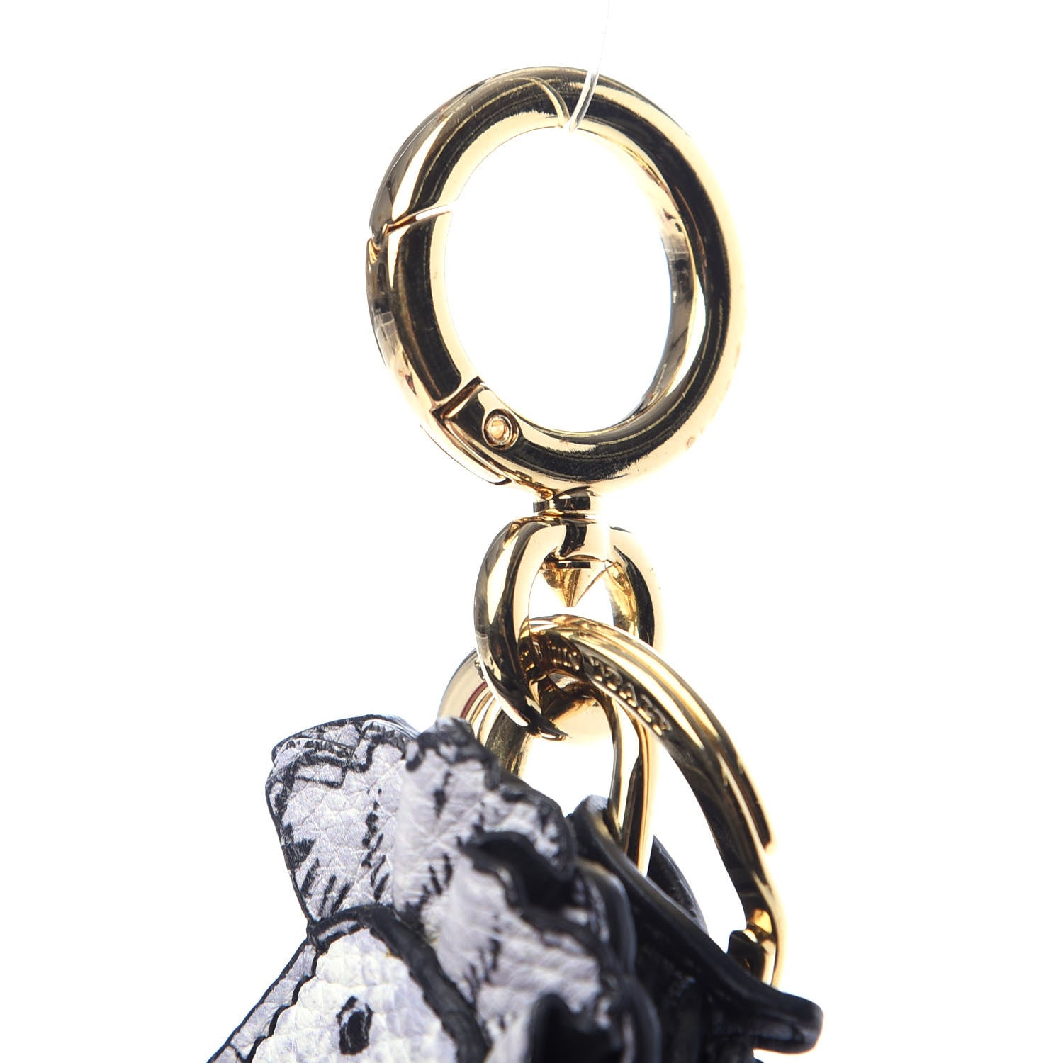 Burberry Calfskin Pallas Helmet Key Charm with Padlock Black White 4 of 4