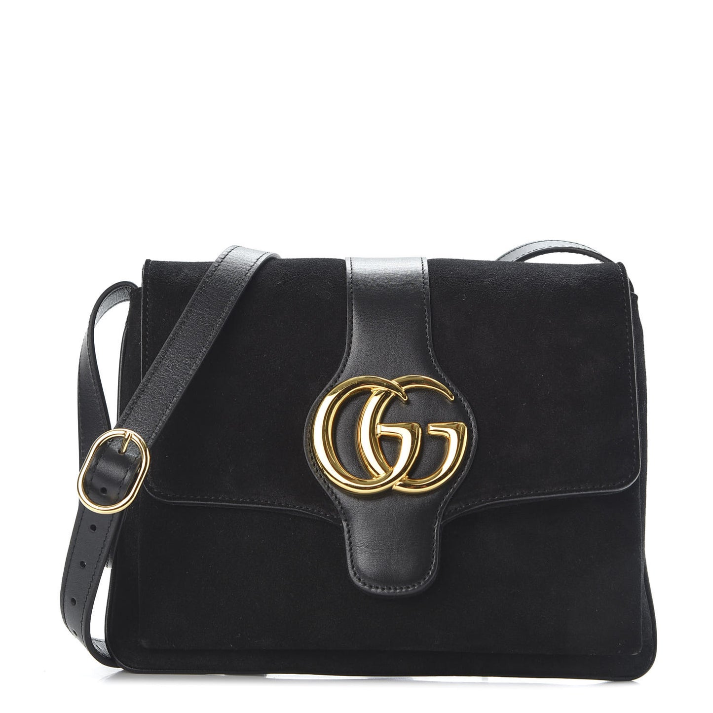 Suede Medium Arli Flap Shoulder Bag Black