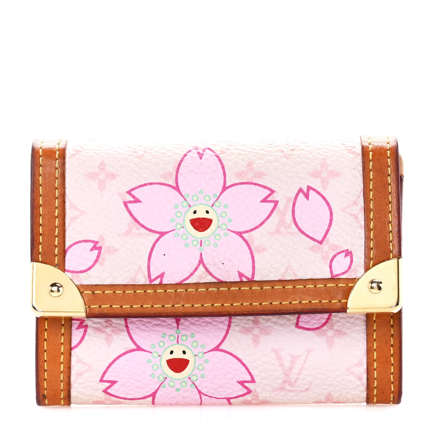 Monogram Cherry Blossom Porte-Monnaie Plat Coin Purse Pink