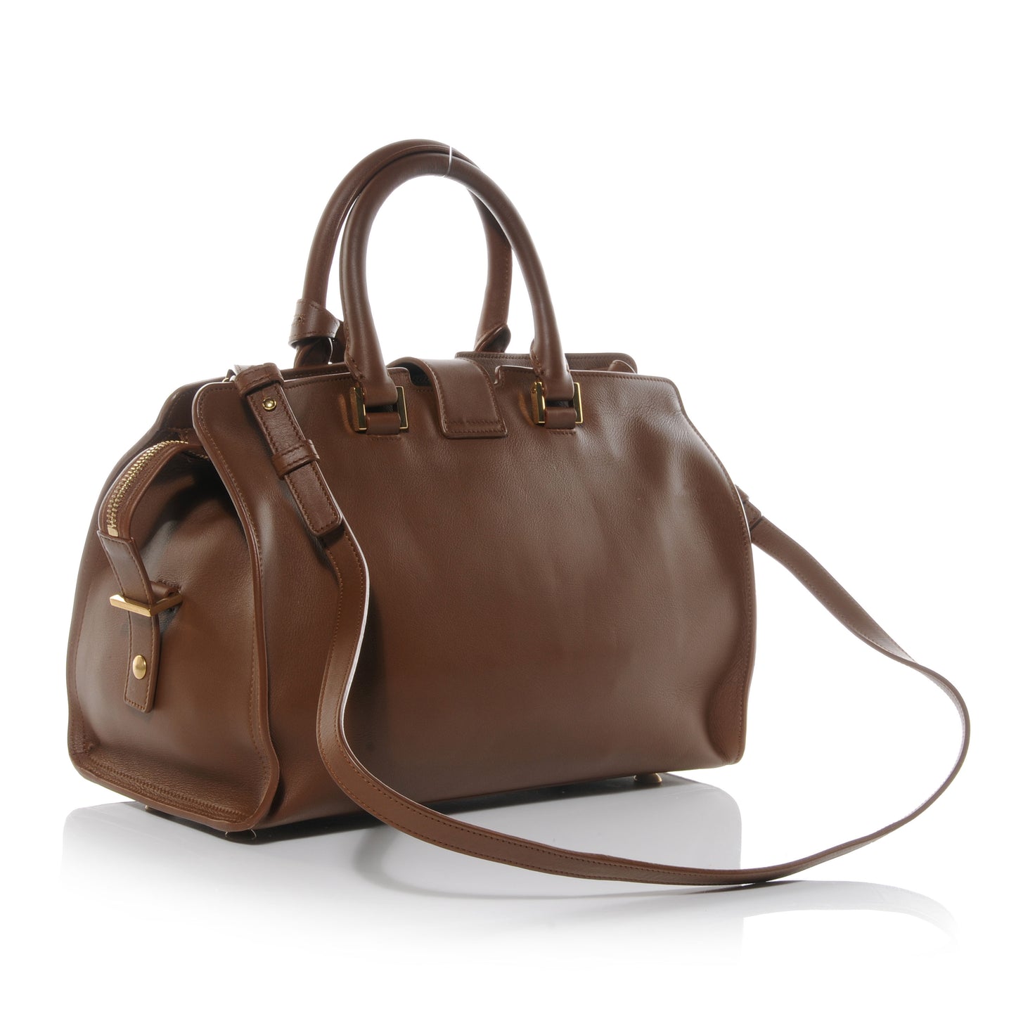 Leather Small Classic Y Cabas Bag Cognac
