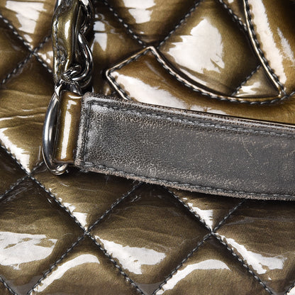 Chanel Patent Quilted Grand Shopping Tote GST Green 8 of 16